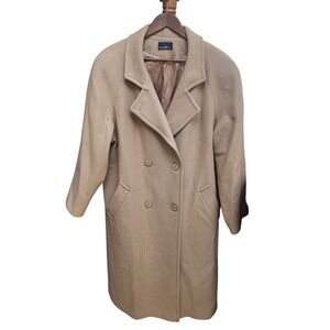Vintage HUNTERS RUN Tan Peacoat Long L/XL Made In USA‎ 80% Wool
